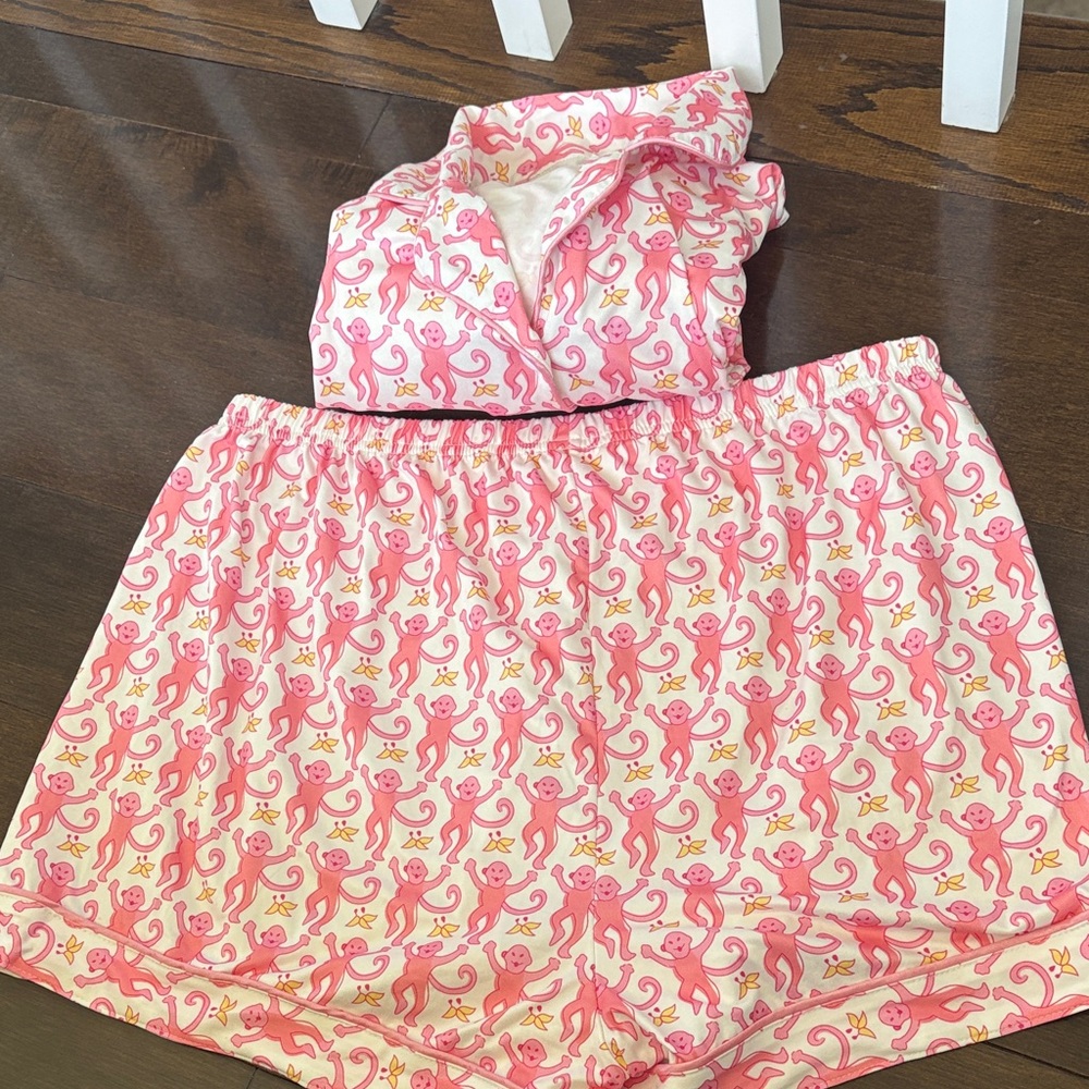 Pink Monkey Print Pajama Set